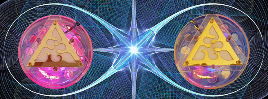 Triad Assemblies of the Twin Vortex System layed out in Golden Mean proportion creates infinity shape of energy flow between them