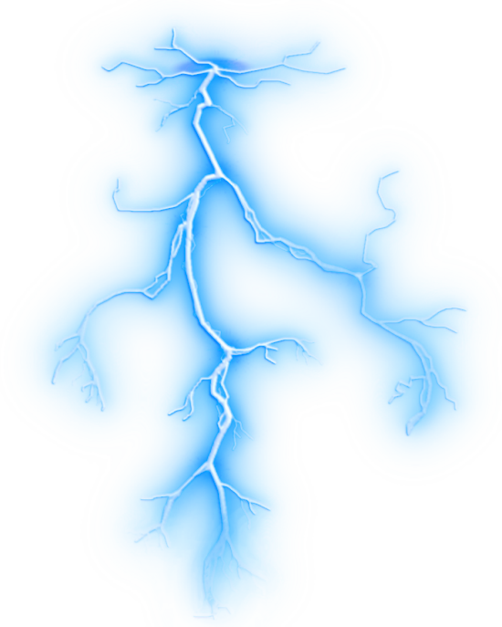 glowing lightening strike in blue glowing lightening strike