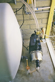 Smart Pump and tank below WoLF Installation in shed